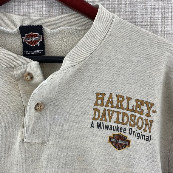 Harley-Davidson 1998 Pheonix buddy stubbs Henley sweatshirt Men's L  9048/b - Picture 7 of 9